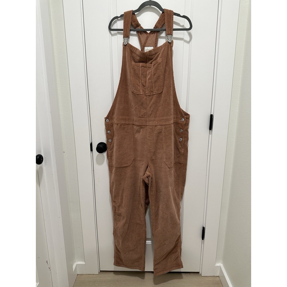 American Eagle Overalls Women XXL Stovepipe Corduroy Bibs Cottage Pocket